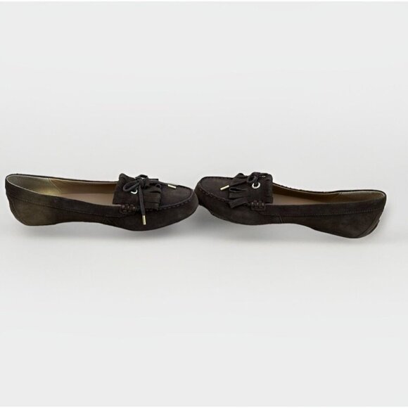 New Lands End Womens Size 8 Slip On Tassel Moccasin Brown Suede Loafers - Picture 7 of 13